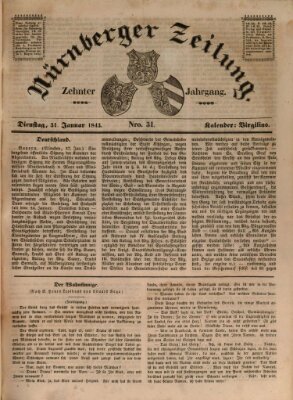 Nürnberger Zeitung (Fränkischer Kurier) Dienstag 31. Januar 1843