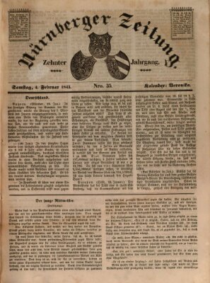 Nürnberger Zeitung (Fränkischer Kurier) Samstag 4. Februar 1843