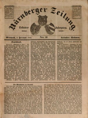 Nürnberger Zeitung (Fränkischer Kurier) Mittwoch 8. Februar 1843