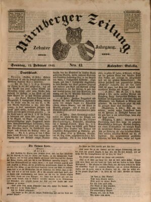 Nürnberger Zeitung (Fränkischer Kurier) Sonntag 12. Februar 1843