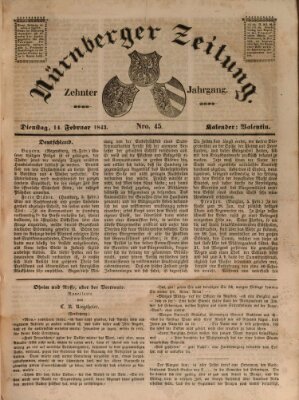 Nürnberger Zeitung (Fränkischer Kurier) Dienstag 14. Februar 1843