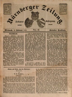 Nürnberger Zeitung (Fränkischer Kurier) Mittwoch 15. Februar 1843