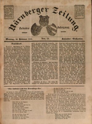 Nürnberger Zeitung (Fränkischer Kurier) Montag 20. Februar 1843