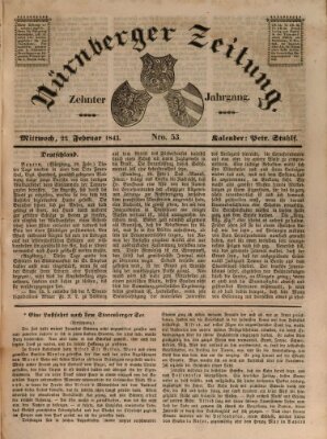 Nürnberger Zeitung (Fränkischer Kurier) Mittwoch 22. Februar 1843