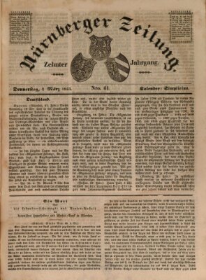 Nürnberger Zeitung (Fränkischer Kurier) Donnerstag 2. März 1843