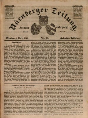 Nürnberger Zeitung (Fränkischer Kurier) Montag 6. März 1843