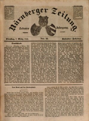 Nürnberger Zeitung (Fränkischer Kurier) Dienstag 7. März 1843