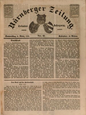 Nürnberger Zeitung (Fränkischer Kurier) Donnerstag 9. März 1843