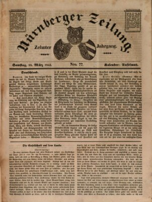 Nürnberger Zeitung (Fränkischer Kurier) Samstag 18. März 1843