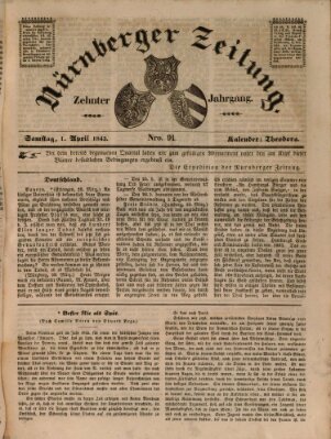 Nürnberger Zeitung (Fränkischer Kurier) Samstag 1. April 1843