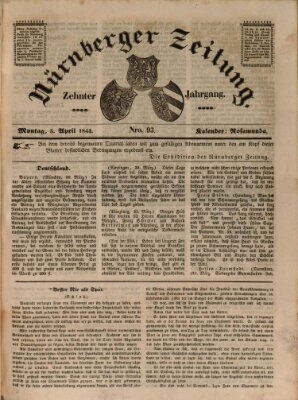 Nürnberger Zeitung (Fränkischer Kurier) Montag 3. April 1843