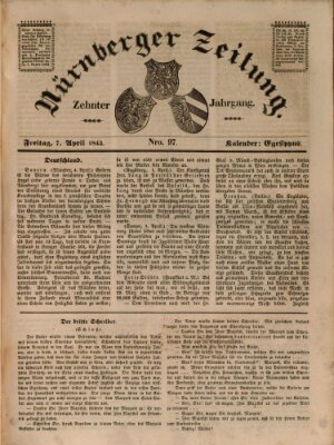 Nürnberger Zeitung (Fränkischer Kurier) Freitag 7. April 1843