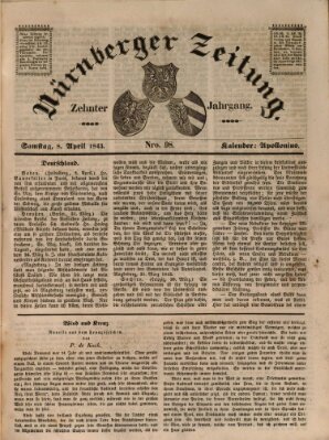 Nürnberger Zeitung (Fränkischer Kurier) Samstag 8. April 1843