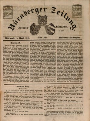 Nürnberger Zeitung (Fränkischer Kurier) Mittwoch 12. April 1843