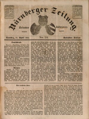 Nürnberger Zeitung (Fränkischer Kurier) Samstag 22. April 1843