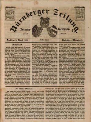 Nürnberger Zeitung (Fränkischer Kurier) Freitag 2. Juni 1843