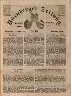 Nürnberger Zeitung (Fränkischer Kurier) Donnerstag 15. Juni 1843