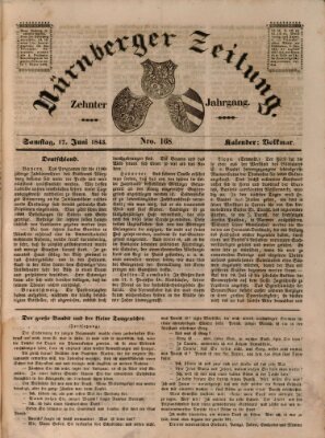 Nürnberger Zeitung (Fränkischer Kurier) Samstag 17. Juni 1843