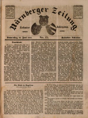 Nürnberger Zeitung (Fränkischer Kurier) Donnerstag 22. Juni 1843