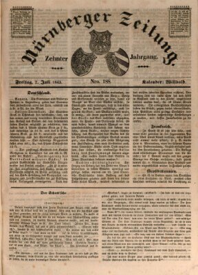 Nürnberger Zeitung (Fränkischer Kurier) Freitag 7. Juli 1843