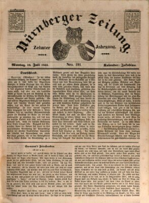 Nürnberger Zeitung (Fränkischer Kurier) Montag 10. Juli 1843