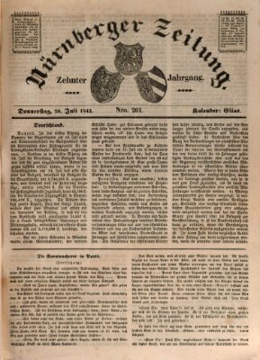 Nürnberger Zeitung (Fränkischer Kurier) Donnerstag 20. Juli 1843