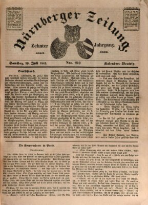 Nürnberger Zeitung (Fränkischer Kurier) Samstag 29. Juli 1843