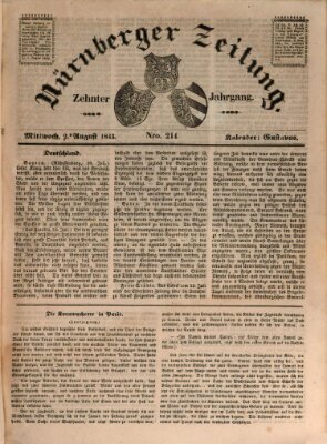 Nürnberger Zeitung (Fränkischer Kurier) Mittwoch 2. August 1843