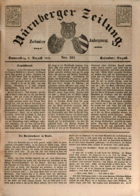 Nürnberger Zeitung (Fränkischer Kurier) Donnerstag 3. August 1843