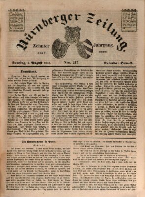 Nürnberger Zeitung (Fränkischer Kurier) Samstag 5. August 1843