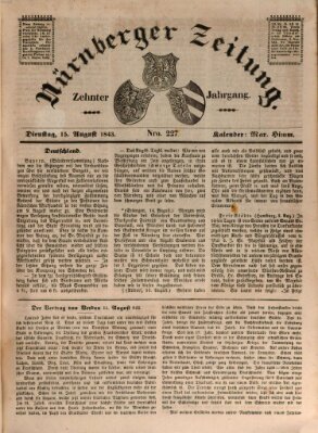 Nürnberger Zeitung (Fränkischer Kurier) Dienstag 15. August 1843