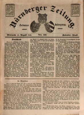 Nürnberger Zeitung (Fränkischer Kurier) Mittwoch 16. August 1843