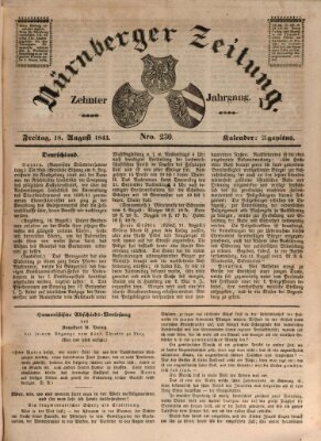 Nürnberger Zeitung (Fränkischer Kurier) Freitag 18. August 1843