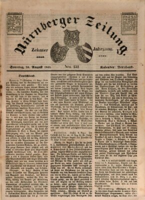 Nürnberger Zeitung (Fränkischer Kurier) Sonntag 20. August 1843