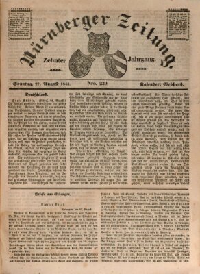 Nürnberger Zeitung (Fränkischer Kurier) Sonntag 27. August 1843