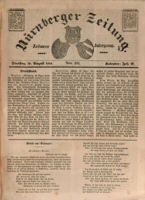 Nürnberger Zeitung (Fränkischer Kurier) Dienstag 29. August 1843