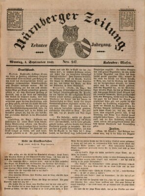 Nürnberger Zeitung (Fränkischer Kurier) Montag 4. September 1843