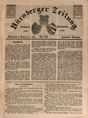 Nürnberger Zeitung (Fränkischer Kurier) Mittwoch 6. September 1843