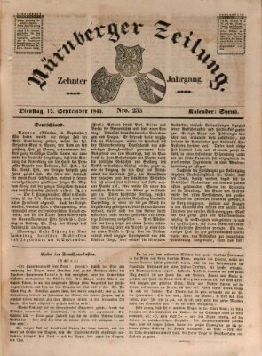 Nürnberger Zeitung (Fränkischer Kurier) Dienstag 12. September 1843