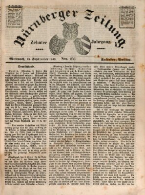 Nürnberger Zeitung (Fränkischer Kurier) Mittwoch 13. September 1843