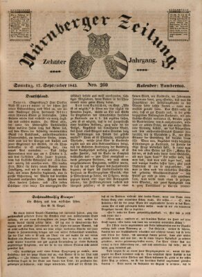 Nürnberger Zeitung (Fränkischer Kurier) Sonntag 17. September 1843