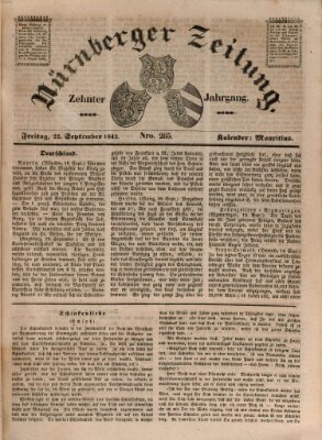 Nürnberger Zeitung (Fränkischer Kurier) Freitag 22. September 1843