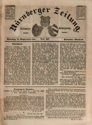 Nürnberger Zeitung (Fränkischer Kurier) Sonntag 24. September 1843