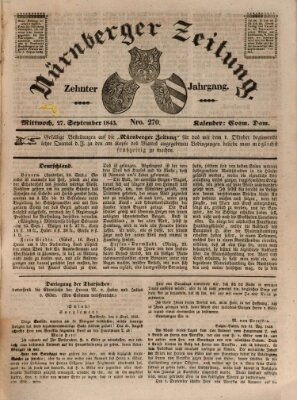 Nürnberger Zeitung (Fränkischer Kurier) Mittwoch 27. September 1843