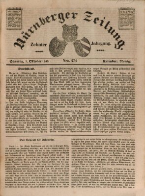 Nürnberger Zeitung (Fränkischer Kurier) Sonntag 1. Oktober 1843