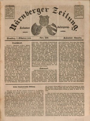 Nürnberger Zeitung (Fränkischer Kurier) Samstag 7. Oktober 1843