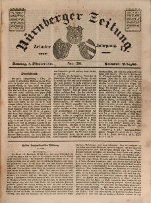 Nürnberger Zeitung (Fränkischer Kurier) Sonntag 8. Oktober 1843