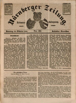 Nürnberger Zeitung (Fränkischer Kurier) Sonntag 29. Oktober 1843