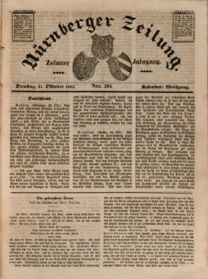 Nürnberger Zeitung (Fränkischer Kurier) Dienstag 31. Oktober 1843