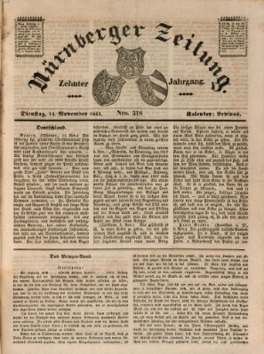 Nürnberger Zeitung (Fränkischer Kurier) Dienstag 14. November 1843